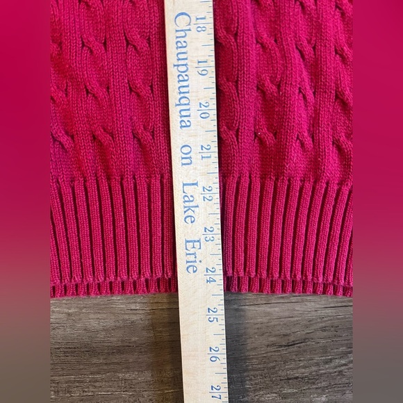 VTG POLO RALPH LAUREN Men Medium Maroon Cotton V-Neck CableKnit Sweater Vest E21 - Picture 5 of 5